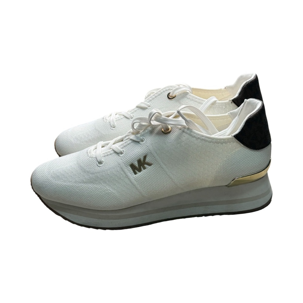 MICHAEL Michael Kors Monique Knit Sneaker White/Gold-tone Accents NWOT Size 9.5 - Picture 10 of 15